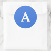 Blauw en wit, aangepast monogram envelop ronde sticker (Tas)