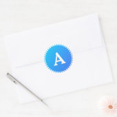 Blauw en wit, aangepast monogram envelop ronde sticker (Envelop)