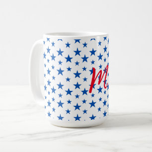 Blauw En Wit Aanpasbaar Sterpatroon Koffiemok