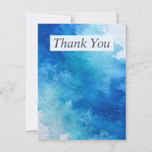 Blauw en wit abstract aquarel bedankkaart briefkaart