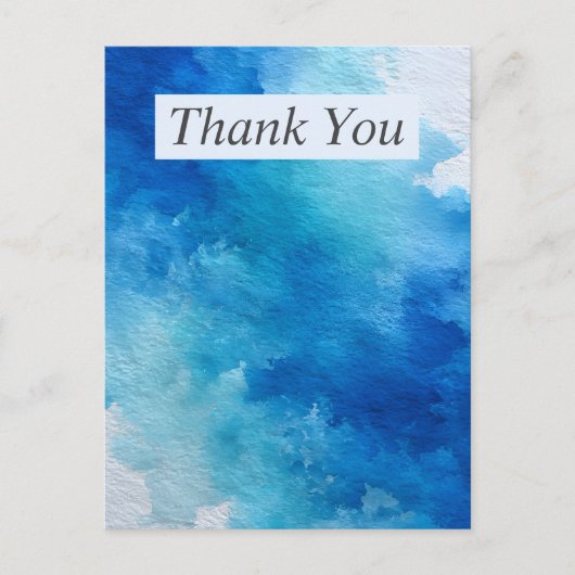 Blauw en wit abstract aquarel bedankkaart briefkaart (Voorkant)