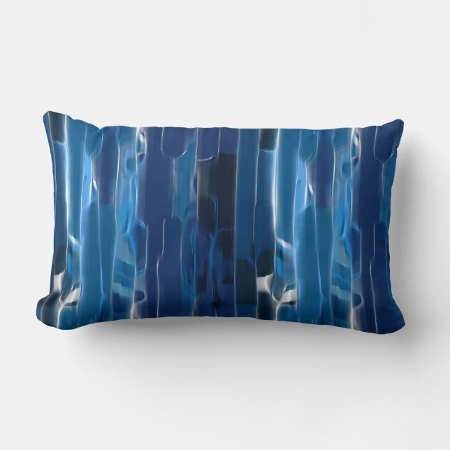 Blauw en wit abstract bad kussen (Voorkant)