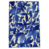 Blauw en wit abstract bladprint medium cadeauzakje (Voorkant)