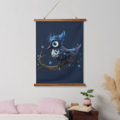 Blauw en Wit Abstract Blauw Jay Links Gezicht Hangend Wandkleed (Slaapkamer)