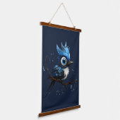 Blauw en Wit Abstract Blauw Jay Paar Hangend Wandkleed (Gebogen)