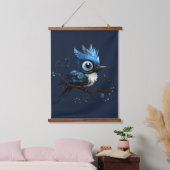 Blauw en Wit Abstract Blauw Jay Rechts Onder ogen Hangend Wandkleed (Slaapkamer)