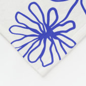 Blauw en Wit Abstract Bloemen Botanische Inkt Art  Fleece Deken (Hoek)