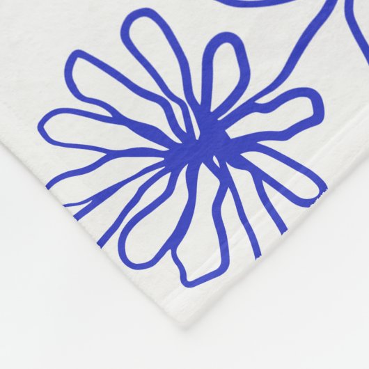 Blauw en Wit Abstract Bloemen Botanische Inkt Art  Fleece Deken (Hoek)