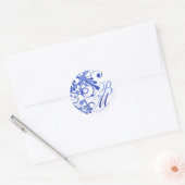 Blauw en Wit Abstract Bloemen Envelopzegel Ronde Sticker (Envelop)
