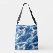Blauw en wit Abstract Crossbody Tas (Achterkant)