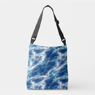 Blauw en wit Abstract Crossbody Tas