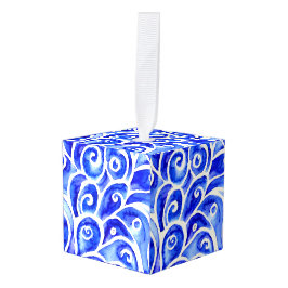 Blauw en wit Abstract Curly-ontwerppatroon Decoratie