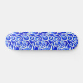 Blauw en wit Abstract Curly-ontwerppatroon Persoonlijk Skateboard (Horizontaal)
