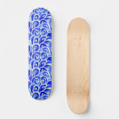 Blauw en wit Abstract Curly-ontwerppatroon Persoonlijk Skateboard (Voorkant)