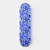 Blauw en wit Abstract Curly-ontwerppatroon Persoonlijk Skateboard (Voorkant)