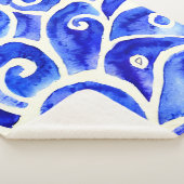 Blauw en wit Abstract Curly-ontwerppatroon Sherpa Deken (3/4)