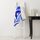 Blauw en wit Abstract Curly-ontwerppatroon Sherpa Deken (In situ)