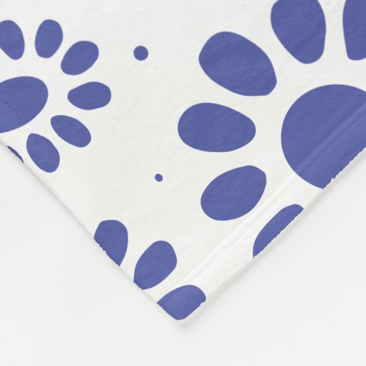 Blauw en Wit Abstract Daisy Flower Pattern Fleece Deken (Hoek)
