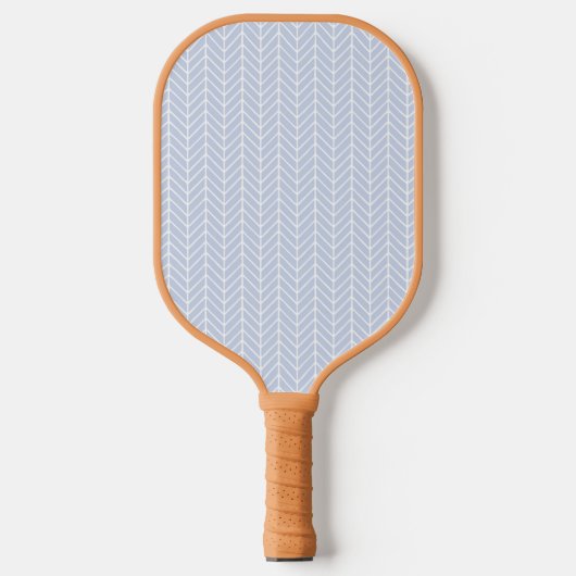 Blauw en wit Abstract Diagonaal Chevron Patroon Pickleball Paddle (Voorkant)