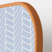 Blauw en wit Abstract Diagonaal Chevron Patroon Pickleball Paddle (Links Detail)