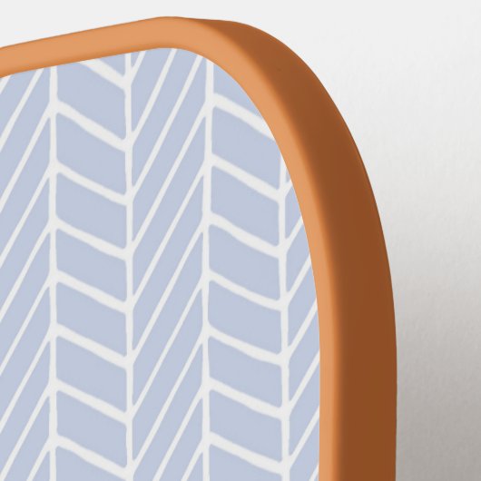 Blauw en wit Abstract Diagonaal Chevron Patroon Pickleball Paddle (Links Detail)