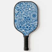 Blauw en wit Abstract Floral Pattern Hawaiian Pickleball Paddle (Voorkant)