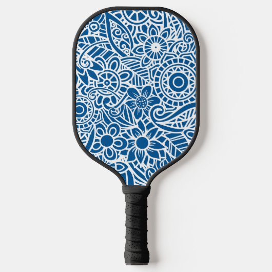 Blauw en wit Abstract Floral Pattern Hawaiian Pickleball Paddle (Voorkant)