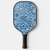 Blauw en wit Abstract Floral Pattern Hawaiian Pickleball Paddle (Achterkant)