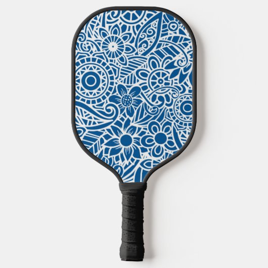 Blauw en wit Abstract Floral Pattern Hawaiian Pickleball Paddle (Achterkant)