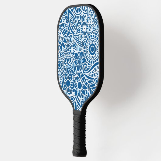 Blauw en wit Abstract Floral Pattern Hawaiian Pickleball Paddle (Links)