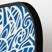 Blauw en wit Abstract Floral Pattern Hawaiian Pickleball Paddle (Links Detail)
