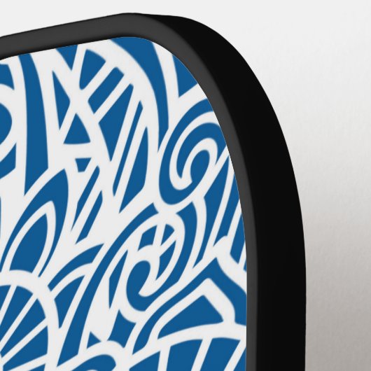 Blauw en wit Abstract Floral Pattern Hawaiian Pickleball Paddle (Links Detail)