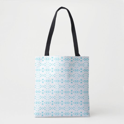 Blauw en wit Abstract geometrisch decodekatroon Tote Bag (Voorkant)