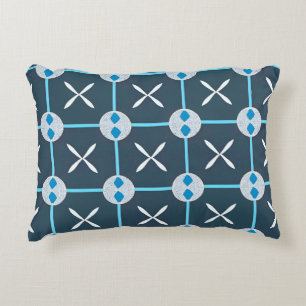 Blauw en wit abstract geometrisch patroon accent kussen