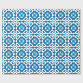 Blauw en wit Abstract geometrisch patroon Cadeaupapier (Vlak)