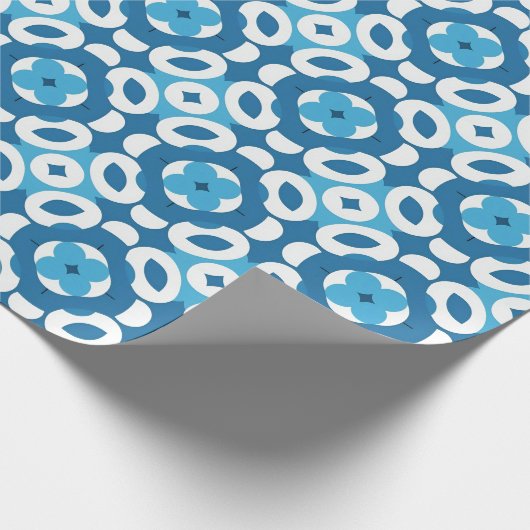 Blauw en wit Abstract geometrisch patroon Cadeaupapier (Hoek)