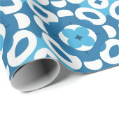 Blauw en wit Abstract geometrisch patroon Cadeaupapier (Rol Hoek)