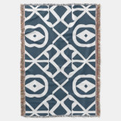 Blauw en wit abstract geometrisch patroon deken (Voorkant Verticaal)