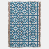Blauw en wit abstract geometrisch patroon deken (Voorkant Verticaal)
