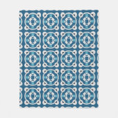 Blauw en wit abstract geometrisch patroon fleece deken (Voorkant)