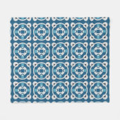 Blauw en wit abstract geometrisch patroon fleece deken (Voorkant (Horizontaal))