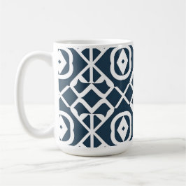 Blauw en wit abstract geometrisch patroon koffiemok