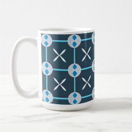 Blauw en wit abstract geometrisch patroon koffiemok