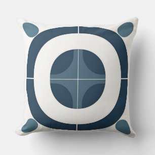 Blauw en wit abstract geometrisch patroon kussen