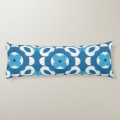 Blauw en wit abstract geometrisch patroon lichaamskussen (Achterkant)