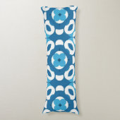 Blauw en wit abstract geometrisch patroon lichaamskussen (Voorkant Verticaal)