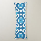 Blauw en wit abstract geometrisch patroon lichaamskussen (Achterkant (Verticaal))
