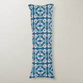 Blauw en wit abstract geometrisch patroon lichaamskussen (Voorkant Verticaal)