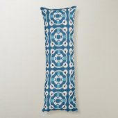 Blauw en wit abstract geometrisch patroon lichaamskussen (Achterkant (Verticaal))