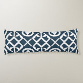 Blauw en wit abstract geometrisch patroon lichaamskussen (Achterkant)